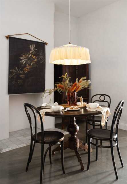 "Handmade Linen Ruffle Pendant Light Shade - " - image 1