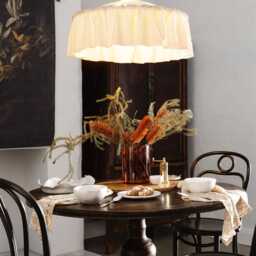 "Handmade Linen Ruffle Pendant Light Shade - " - thumbnail 2