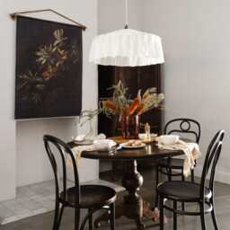 "Handmade Linen Ruffle Pendant Light Shade - " - thumbnail 3