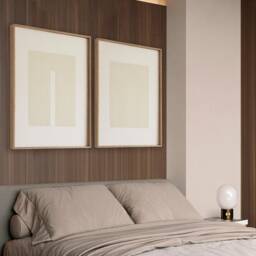 Japandi Wabi-Sabi Hand-Embroidered Canvas Art Diptych, Minimalist Abstract Textile Wall Decor in Neutral Tones, Modern Set Of 2 - thumbnail 2