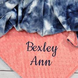 Personalized Baby Minky Blanket-Personalized Indigo Tie Dye Blanket Girl Boy-Navy Bedding-Navy Nursery-Minky Baby Blanket Navy Boy - thumbnail 2