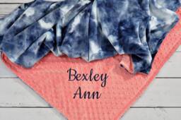 Personalized Baby Minky Blanket-Personalized Indigo Tie Dye Blanket Girl Boy-Navy Bedding-Navy Nursery-Minky Baby Blanket Navy Boy