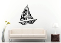 Sail Boat Yacht Ship Ocean Sea Nautical Ahoy Kids Room Wall Sticker Decal Vinyl Mural Decor Art L2402 - thumbnail 1
