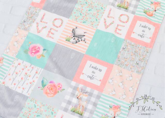 Personalized Woodland Baby Blanket-Woodland Fox Minky Blanket-Woodland Deer Blanket-Raccoon Girl Blanket - image 1