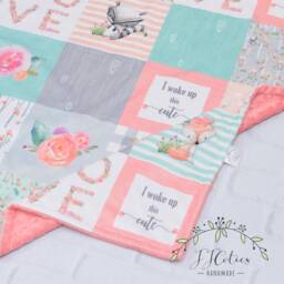 Personalized Woodland Baby Blanket-Woodland Fox Minky Blanket-Woodland Deer Blanket-Raccoon Girl Blanket - thumbnail 3