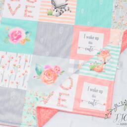 Personalized Woodland Baby Blanket-Woodland Fox Minky Blanket-Woodland Deer Blanket-Raccoon Girl Blanket - thumbnail 2