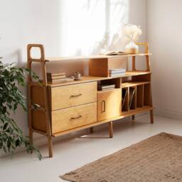 Mid Century Modern Credenza, Modular Wall Shelving, Scandinavian Console With Drawers, Bookshelf, Scandart Sideboard - thumbnail 1