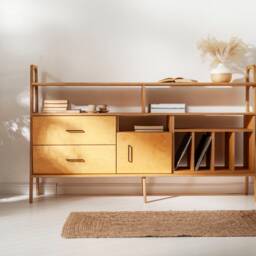 Mid Century Modern Credenza, Modular Wall Shelving, Scandinavian Console With Drawers, Bookshelf, Scandart Sideboard - thumbnail 2