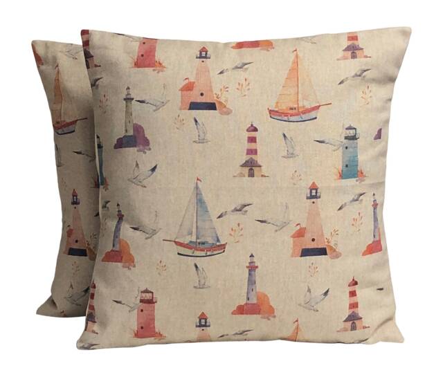 Coastal Sailing Cushion Covers - Set Of 2 Linen Look, 16 - image 1