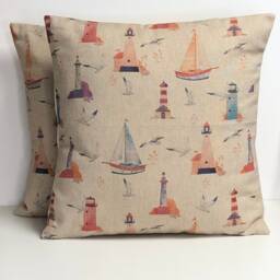 Coastal Sailing Cushion Covers - Set Of 2 Linen Look, 16 - thumbnail 2