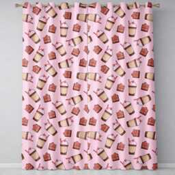Cute Chocolate Milkshake Soft Pink Background Sweet Drink Seamless Pattern Readymade Eyelet Ring Top Thermal 100% Blackout Curtains - thumbnail 2