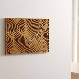 Engraved Oak Wood Wall Art, Asian Zen Decor - thumbnail 3
