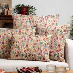 Secret Garden Tapestry Boudoir Cushion. Wildflower Floral Design in Multicoloured. 17x12 - thumbnail 3