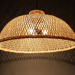 Bamboo Pendant Light Pot Cover Shape, Natural Woven Lampshade - 22'' - thumbnail 3
