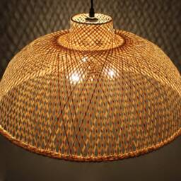 Bamboo Pendant Light Pot Cover Shape, Natural Woven Lampshade - 22'' - thumbnail 2