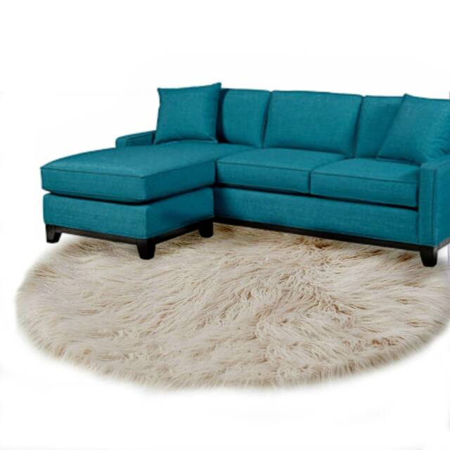 Round Faux Sheepskin Rug - Shaggy Plush Area Rug, Usa Made - image 1