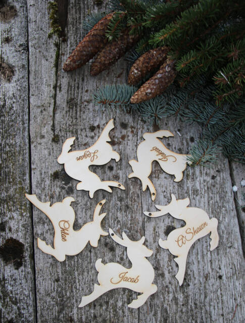 Custom Cut Reindeer With Name/Personalized Ornament/Custom Kid Name Ornament/Personalised Reindeer/Kids Gift/Baby's First Christmas - image 1