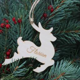 Custom Cut Reindeer With Name/Personalized Ornament/Custom Kid Name Ornament/Personalised Reindeer/Kids Gift/Baby's First Christmas - thumbnail 3