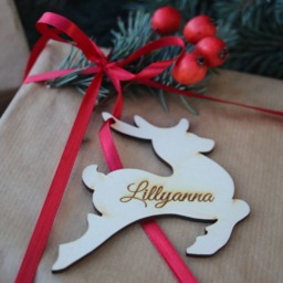Custom Cut Reindeer With Name/Personalized Ornament/Custom Kid Name Ornament/Personalised Reindeer/Kids Gift/Baby's First Christmas - thumbnail 2
