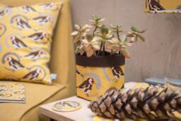 Goldfinch Print Fabric Plant Pot - Waterproof Textile Basket