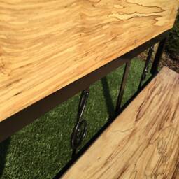 Garden Bench-Sustainable-Spalted Beech Wood-Or Oak-Conservatory Seat-Rustic Bench-Garden Furniture-Patio Bench-Music Lover-Treble Clef - thumbnail 3