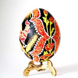 Hand-Painted Rooster Pysanka, Ukrainian Easter Egg, Batik Art Eggs - thumbnail 2