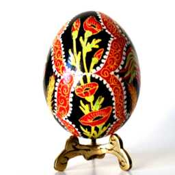 Hand-Painted Rooster Pysanka, Ukrainian Easter Egg, Batik Art Eggs - thumbnail 3
