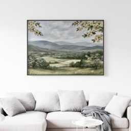 Blossom Mountain Poster, Green Valley Print, Nature Wall Art, Paper - thumbnail 3