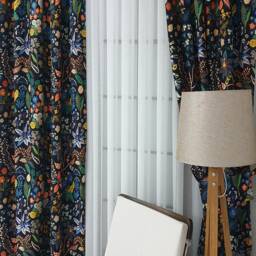 Dark Floral Curtain, Tropical Leaf Print, Rod Pocket Drapes - thumbnail 3
