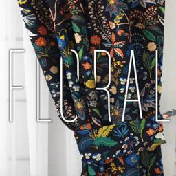 Dark Floral Curtain, Tropical Leaf Print, Rod Pocket Drapes - thumbnail 2