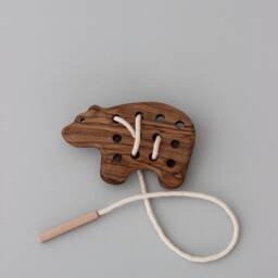Handmade Lacing Toy Bear Leaf For 1 Year Old, Montessori Educational Learning Toddler Toys, Baby Boy Girl Gift, Waldorf Sewing Kids - thumbnail 3