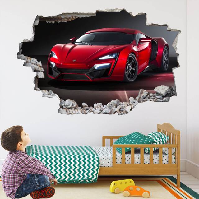 Supercar Red Sports Car Wall Decal Sticker Mural Print Art Kids Bedroom Home Decor Br1 - image 1