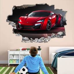 Supercar Red Sports Car Wall Decal Sticker Mural Print Art Kids Bedroom Home Decor Br1 - thumbnail 2