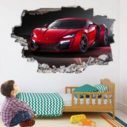 Supercar Red Sports Car Wall Decal Sticker Mural Print Art Kids Bedroom Home Decor Br1 - thumbnail 1