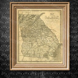 Georgia Map Antique Of Restoration Decorator Style Map Large Old Wall Home Decor Office Wall Art - thumbnail 2