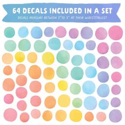 Watercolor Rainbow Polka Dot Decals - Nursery Wall Decor, Kids Room Art, Removable, Reusable Fabric Stickers - thumbnail 2