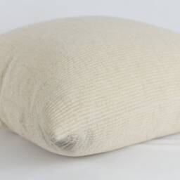 Woven Cotton Pillow Cover Ivory Beige, Brass Zipper, Handmade in Usa - thumbnail 3