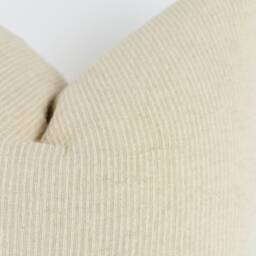 Woven Cotton Pillow Cover Ivory Beige, Brass Zipper, Handmade in Usa - thumbnail 2