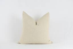 Woven Cotton Pillow Cover Ivory Beige, Brass Zipper, Handmade in Usa