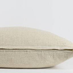 Woven Cotton Pillow Cover Ivory Beige, Brass Zipper, Handmade in Usa - thumbnail 4