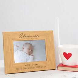 Personalised Engraved Newborn Baby Photo Frame - Welcome To The World Gift For Girl New Mum & Dad Cursive Font - thumbnail 2