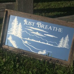 Custom Affirmation Barnwood Mirror-Large Mirror-Inspirational Sign-Custom Engraved Mirror-Barnwood Mirror-Just Breathe-Quote Wall Decor - thumbnail 4