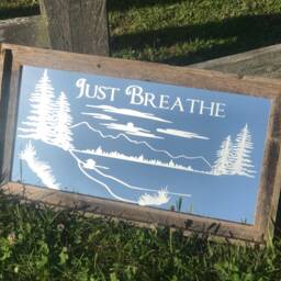 Custom Affirmation Barnwood Mirror-Large Mirror-Inspirational Sign-Custom Engraved Mirror-Barnwood Mirror-Just Breathe-Quote Wall Decor - thumbnail 2