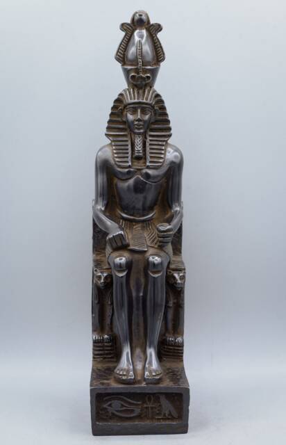 Egyptian Statue Of Ramesses Ii Large Heavy Black Solid Stone Made in Egypt - image 1