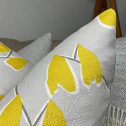 Retro Leaf Pillow Cover - John Lewis Lotta Fabric, Ochre Grey, Handmade in Uk, Sofa Bed Cushion - thumbnail 2