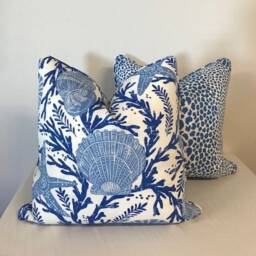 Decorative Cushion Cover - Throw Pillow Accent Outdoor - P Kaufmann Indoor/Cape Cosmos Col Azure - thumbnail 2