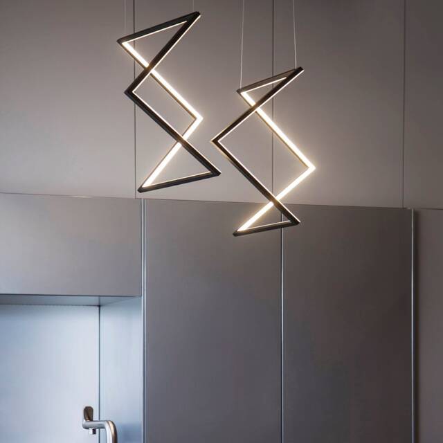 Led Chandelier Lighting Available in Black Or Gold - Modern Pendant Lamp That Create Optical Illusion Industrial Light Fixture - image 1