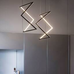 Led Chandelier Lighting Available in Black Or Gold - Modern Pendant Lamp That Create Optical Illusion Industrial Light Fixture