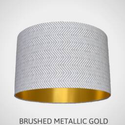 Grey Geometric Lampshade With Gold Lining in Funky Zig Zag Chevron Pattern, Standard Or Ceiling Drum Light Shade Handmade By Vivid Shades