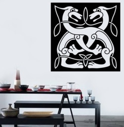 Wall Art Mural Decal Abstract Animal in Celtic Style Couple Dog - #2479Dn - thumbnail 1